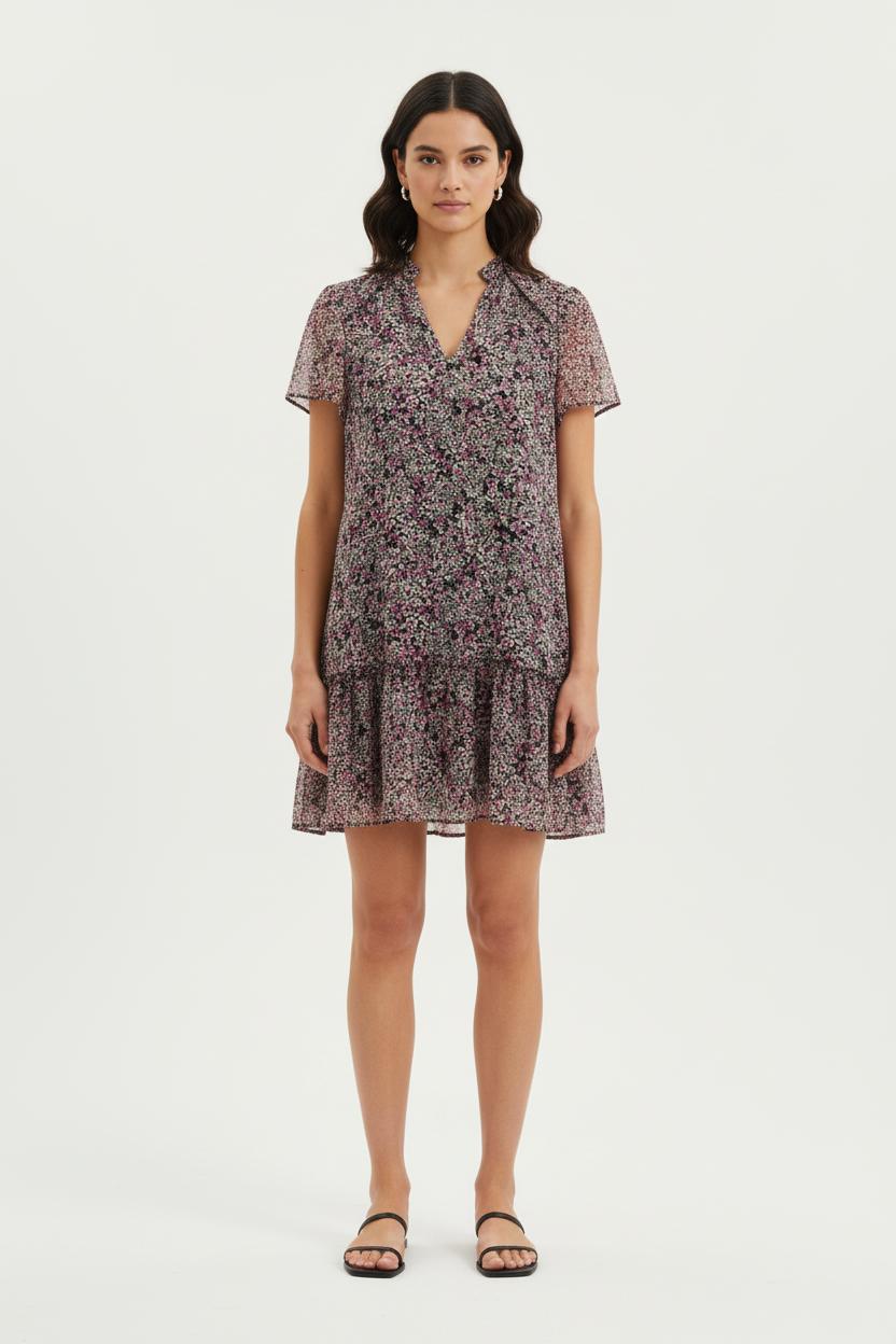 Robe Fleurie Noire et Rose - Taille S/36 de la marque IKKS | PARAD76915 - Vendu par Paradigme - Image 1