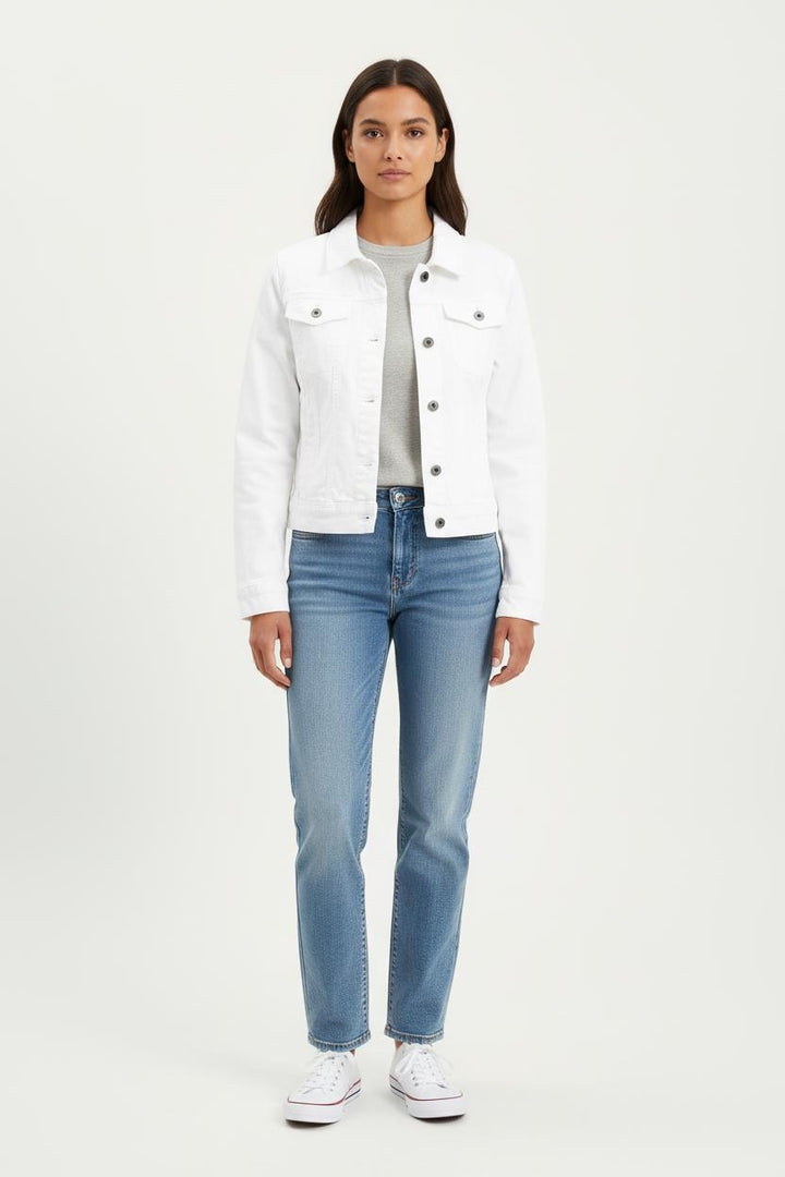 Veste en Jean Blanche - Taille M/38 de la marque La Fée Maraboutée | PARAD76930 - Vendu par Paradigme - Image 1