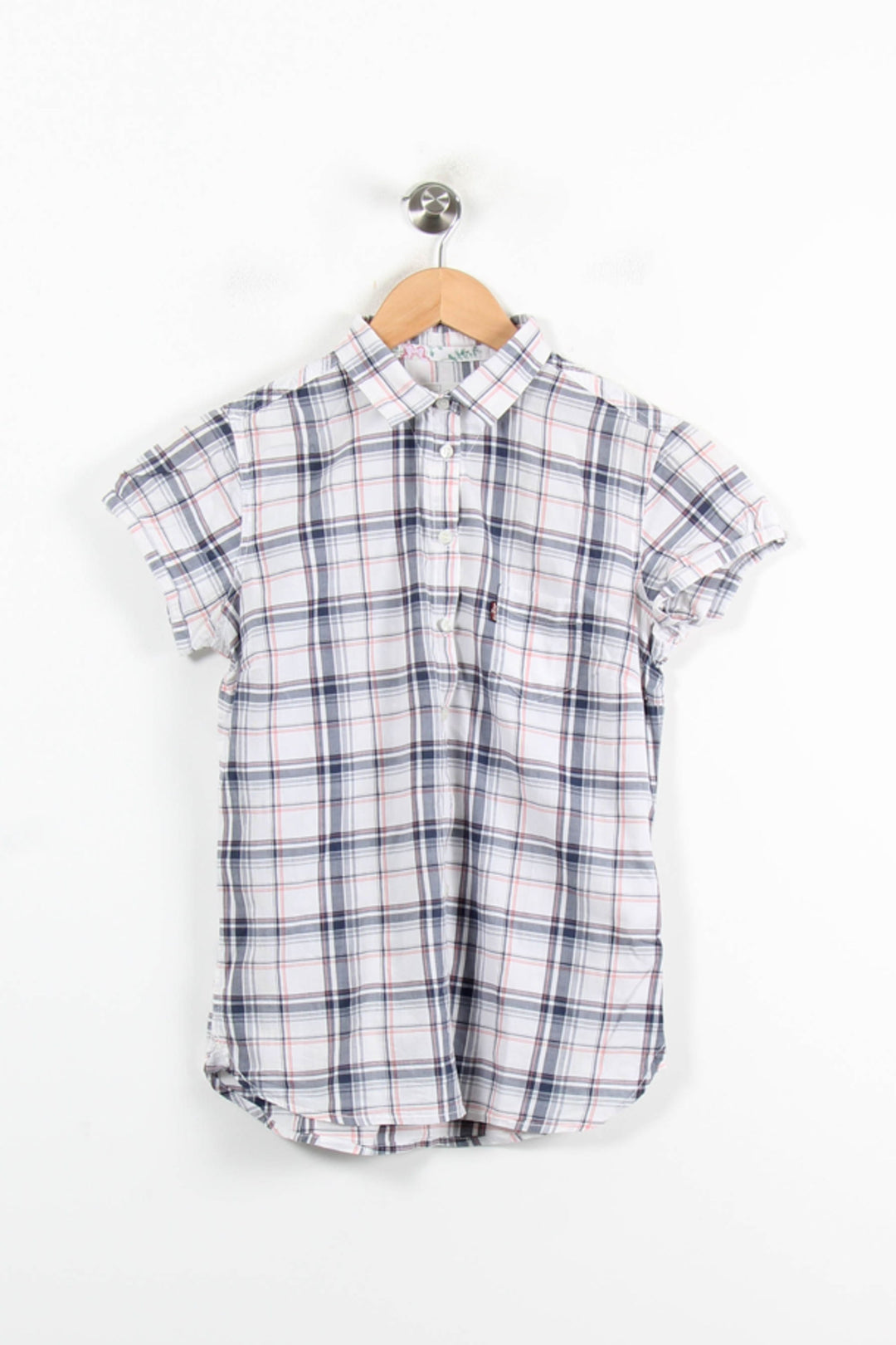 Chemise à Carreaux Blanche et Bleue - Taille S/36 de la marque Levi's | PARAD76985 - Vendu par Paradigme - Image 2