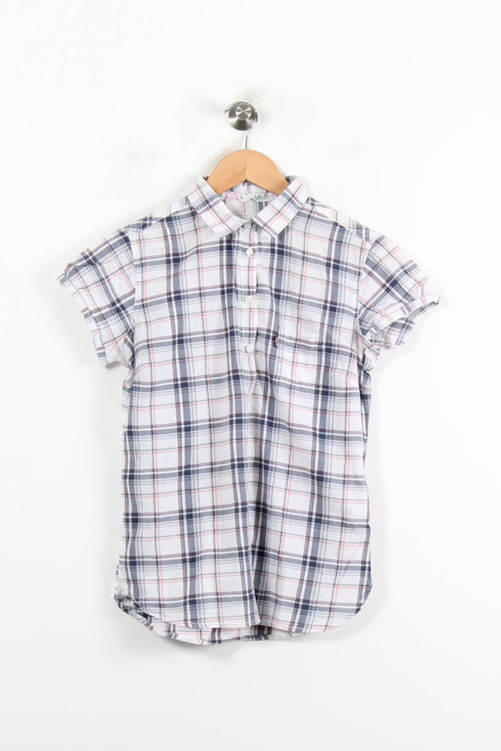 Chemise à Carreaux Blanche et Bleue - Taille S/36 de la marque Levi's | PARAD76985 - Vendu par Paradigme - Image 2