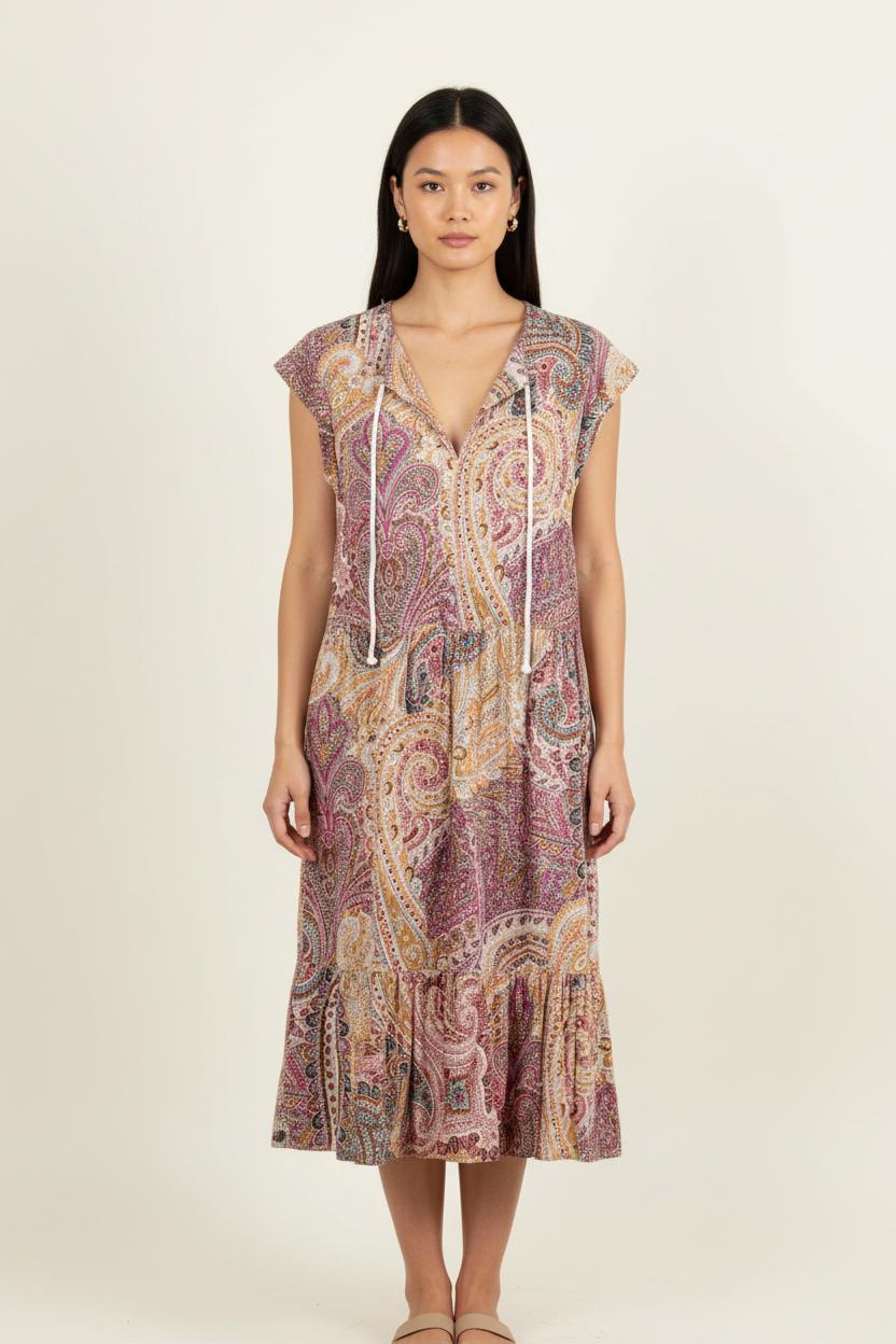 Robe Courte Beige et Rose - Taille S/36 de la marque La Fée Maraboutée | PARAD77027 - Vendu par Paradigme - Image 1