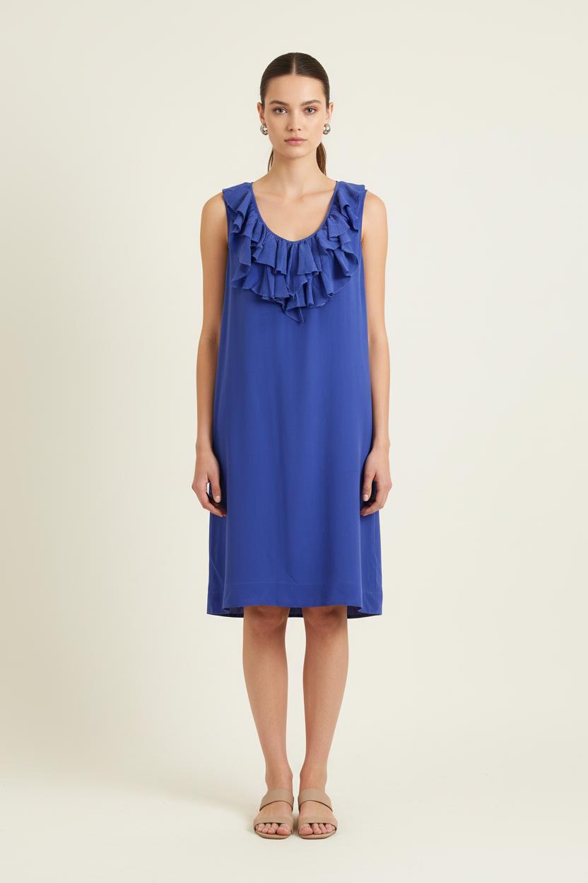 Robe Volantée Bleue - Taille M/38 de la marque Galeries Lafayette | PARAD77035 - Vendu par Paradigme - Image 1
