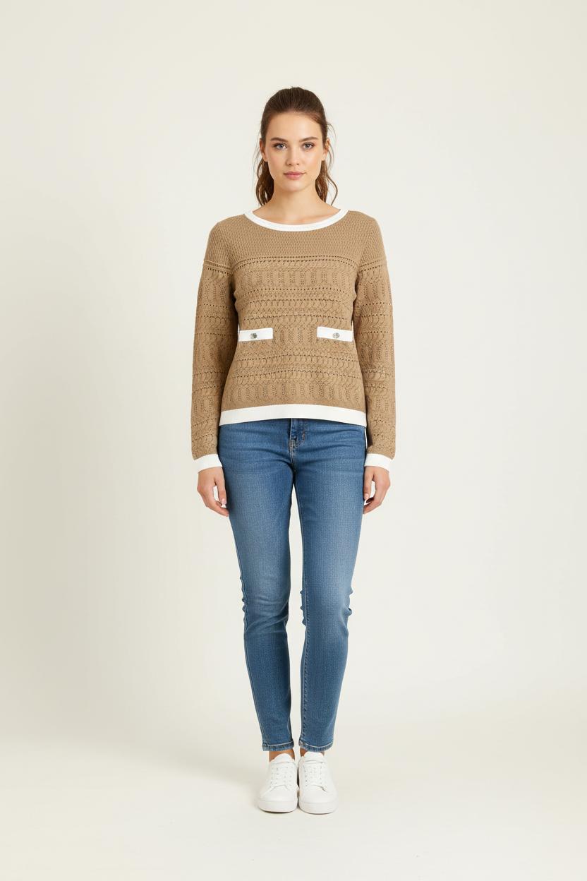 Pull Beige et Blanc - Taille M/38 de la marque Liu Jo | PARAD77042 - Vendu par Paradigme - Image 1