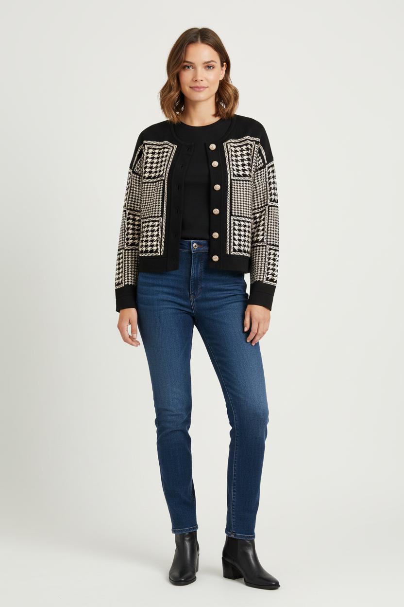 Cardigan Noir et Beige - Taille XS/34 de la marque Sandro | PARAD77044 - Vendu par Paradigme - Image 1