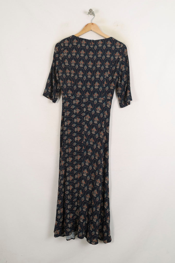 Robe Midi Bleue et Marron - Taille S/36 de la marque Ines de la Fressange Paris | PARAD77050 - Vendu par Paradigme - Image 4