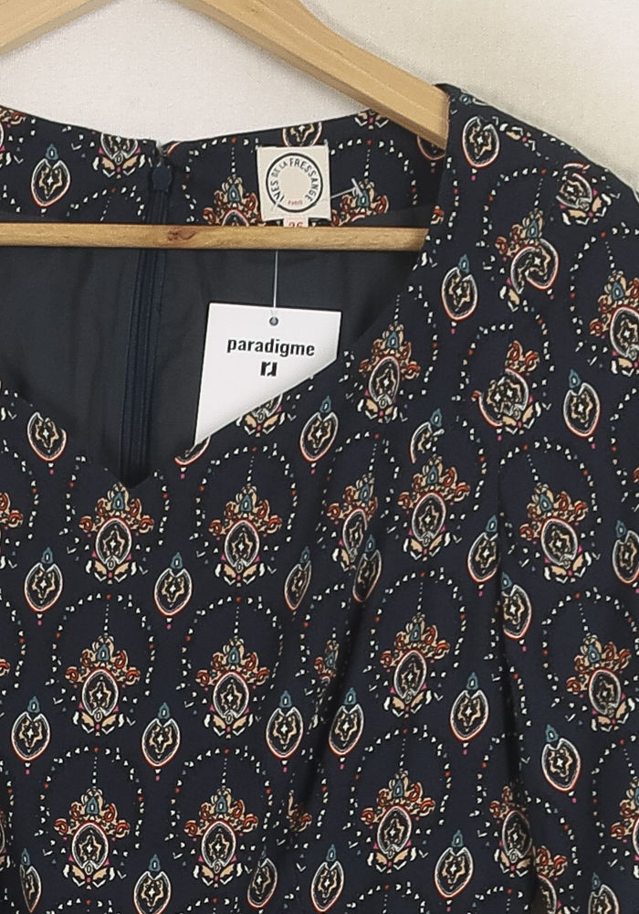 Robe Midi Bleue et Marron - Taille S/36 de la marque Ines de la Fressange Paris | PARAD77050 - Vendu par Paradigme - Image 3