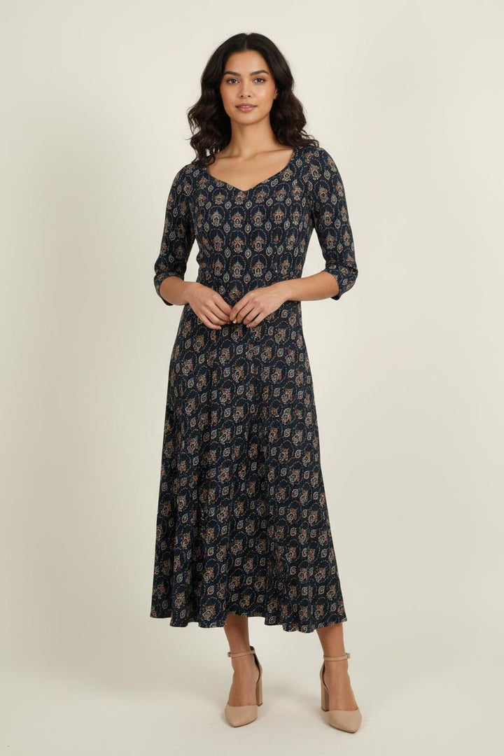 Robe Midi Bleue et Marron - Taille S/36 de la marque Ines de la Fressange Paris | PARAD77050 - Vendu par Paradigme - Image 1