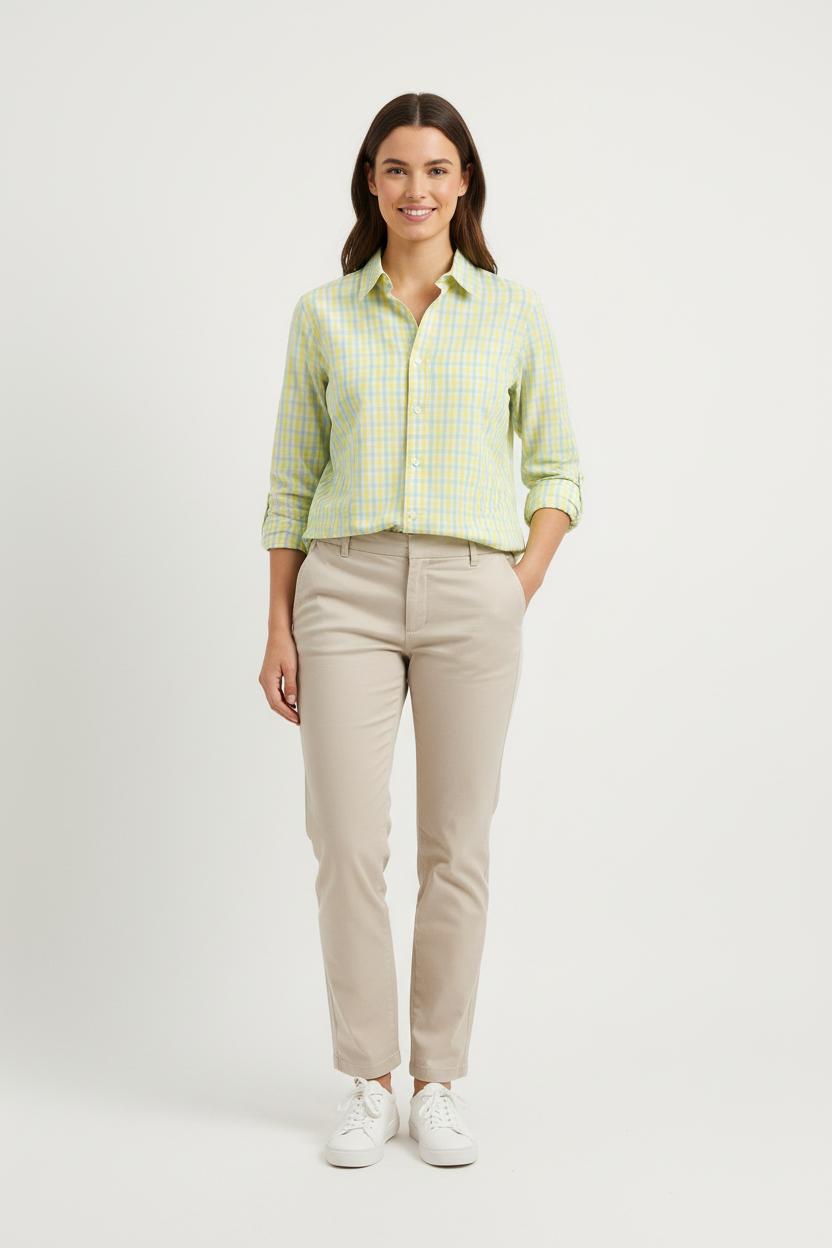 Chemise à Carreaux Jaune et Bleue - Taille S/36 de la marque Ines de la Fressange Paris | PARAD77057 - Vendu par Paradigme - Image 1