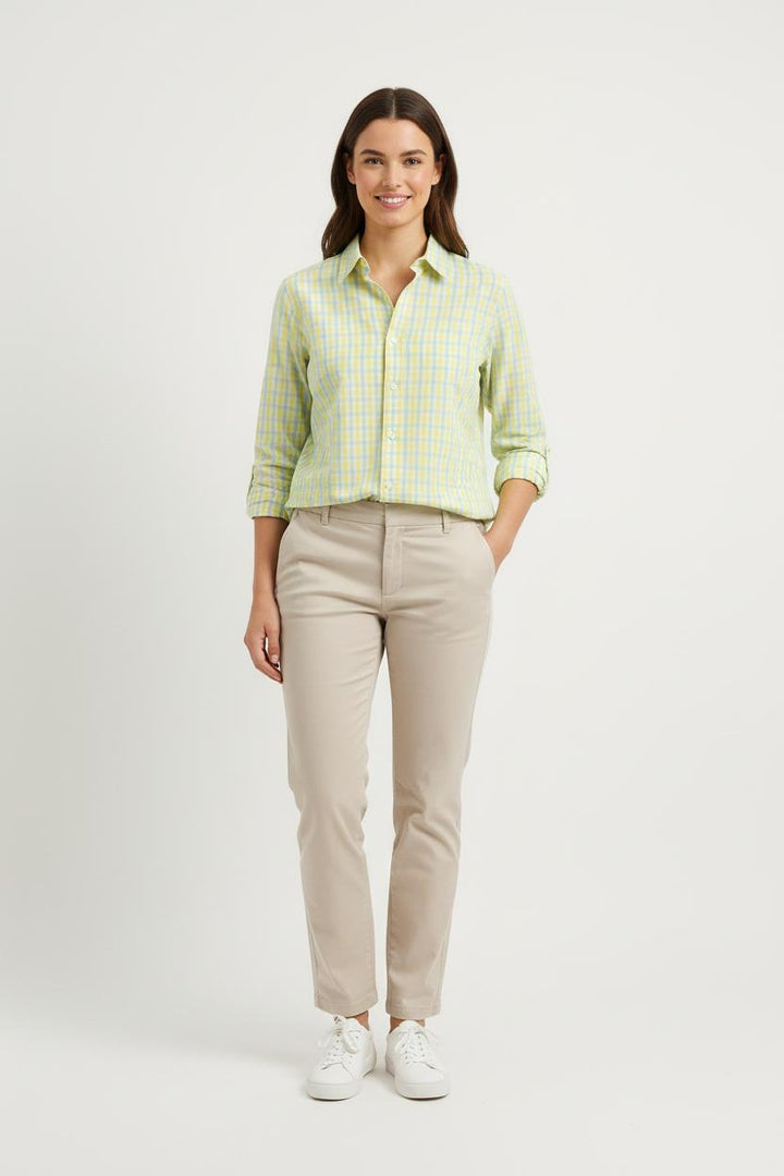 Chemise à Carreaux Jaune et Bleue - Taille S/36 de la marque Ines de la Fressange Paris | PARAD77057 - Vendu par Paradigme - Image 1