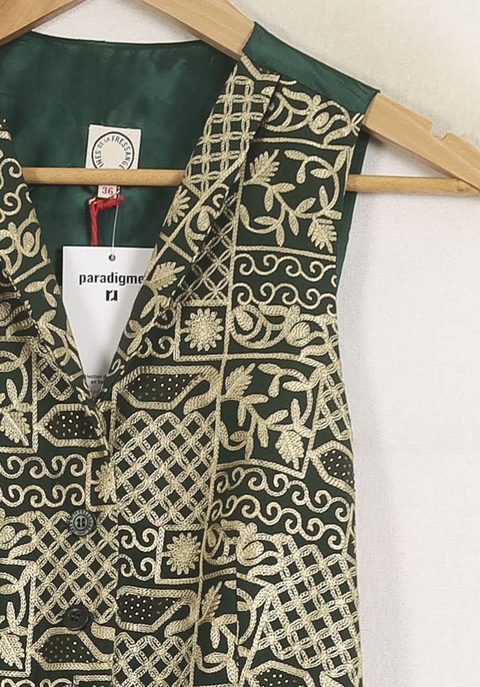 Gilet Vert et Beige - Taille S/36 de la marque Ines de la Fressange Paris | PARAD77060 - Vendu par Paradigme - Image 3