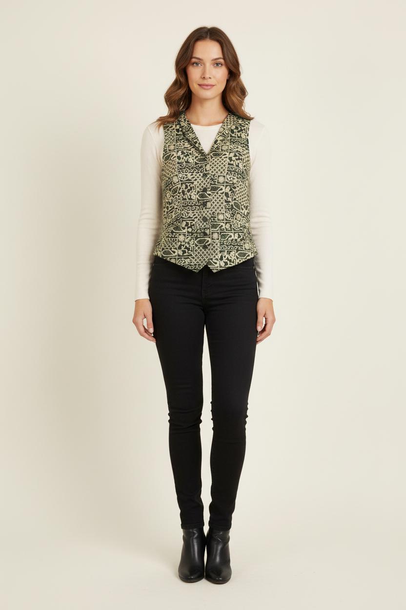 Gilet Vert et Beige - Taille S/36 de la marque Ines de la Fressange Paris | PARAD77060 - Vendu par Paradigme - Image 1