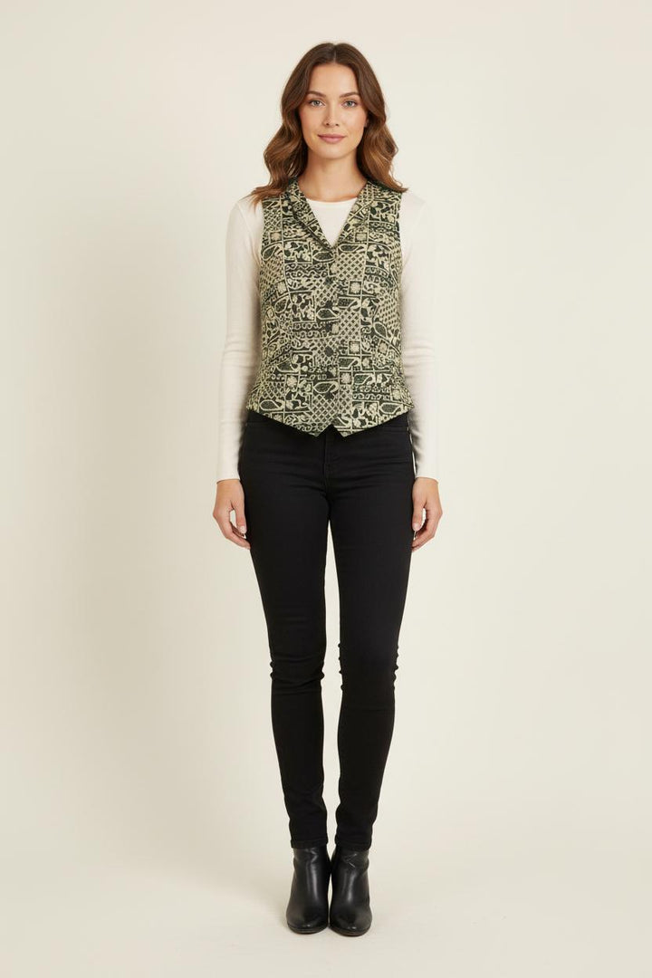 Gilet Vert et Beige - Taille S/36 de la marque Ines de la Fressange Paris | PARAD77060 - Vendu par Paradigme - Image 1