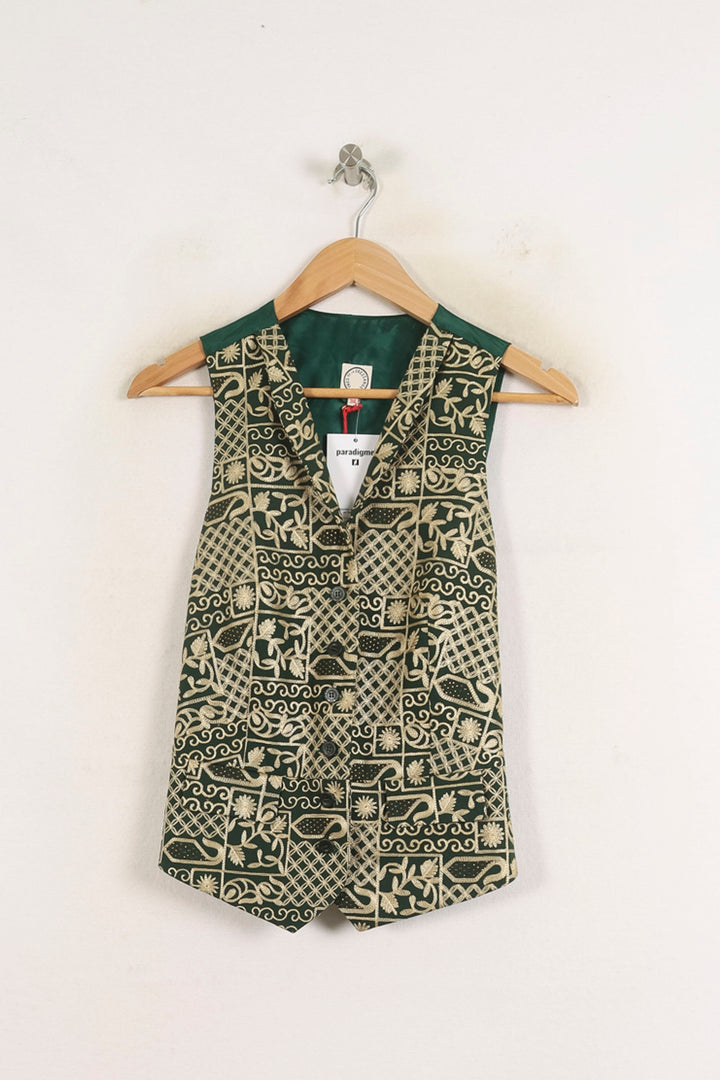Gilet Vert et Beige - Taille S/36 de la marque Ines de la Fressange Paris | PARAD77060 - Vendu par Paradigme - Image 2