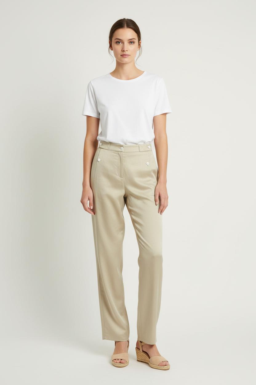 Pantalon Droit Beige - Taille S/36 de la marque Ines de la Fressange Paris | PARAD77088 - Vendu par Paradigme - Image 1