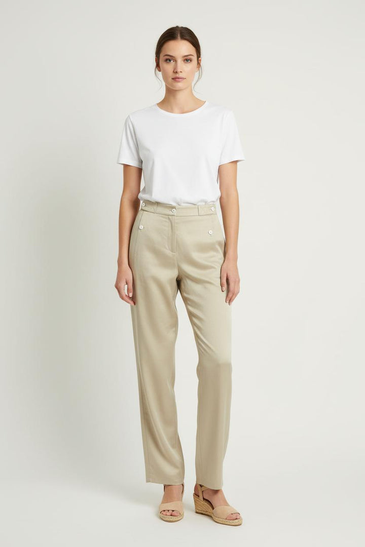 Pantalon Droit Beige - Taille S/36 de la marque Ines de la Fressange Paris | PARAD77088 - Vendu par Paradigme - Image 1
