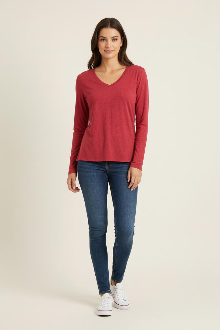 Tee-shirt Manches Longues Bordeaux - Taille S/36 de la marque Ines de la Fressange Paris | PARAD78102 - Vendu par Paradigme - Image 1