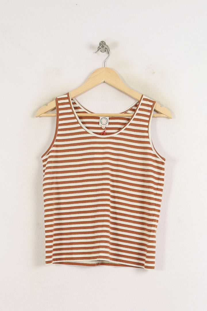 Débardeur Marron et Blanc - Taille S/36 de la marque Ines de la Fressange Paris | PARAD78111 - Vendu par Paradigme - Image 2