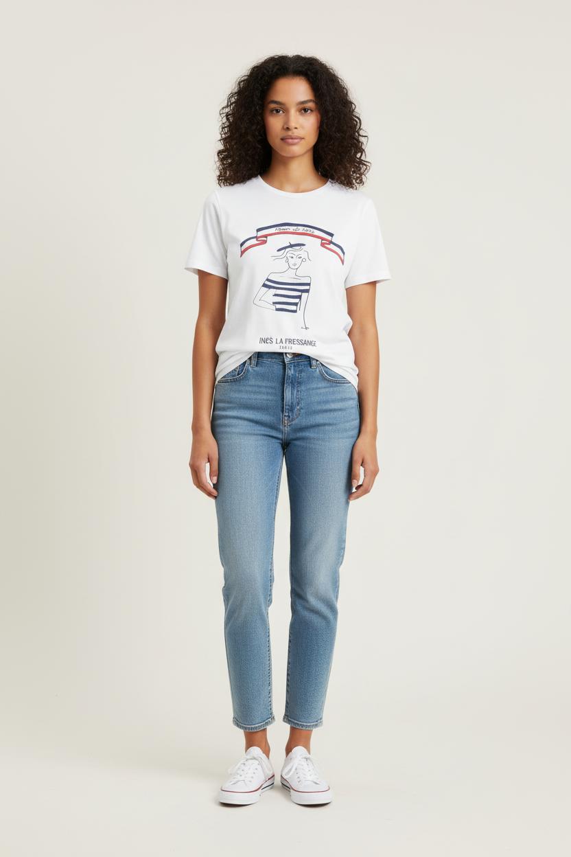 Tee-shirt Blanc et Bleu - Taille S/36 de la marque Ines de la Fressange Paris | PARAD78166 - Vendu par Paradigme - Image 1