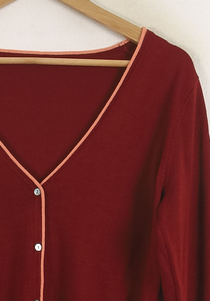 Cardigan Bordeaux et Beige - Taille S/36 de la marque Ines de la Fressange Paris | PARAD78174 - Vendu par Paradigme - Image 3