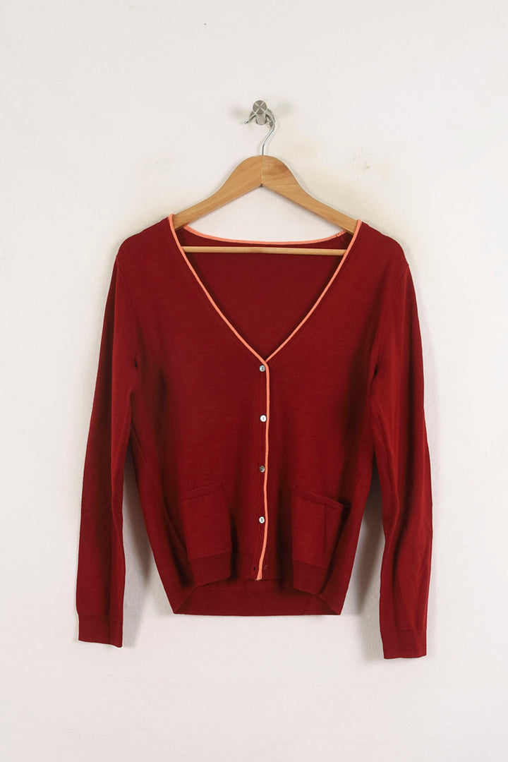 Cardigan Bordeaux et Beige - Taille S/36 de la marque Ines de la Fressange Paris | PARAD78174 - Vendu par Paradigme - Image 2