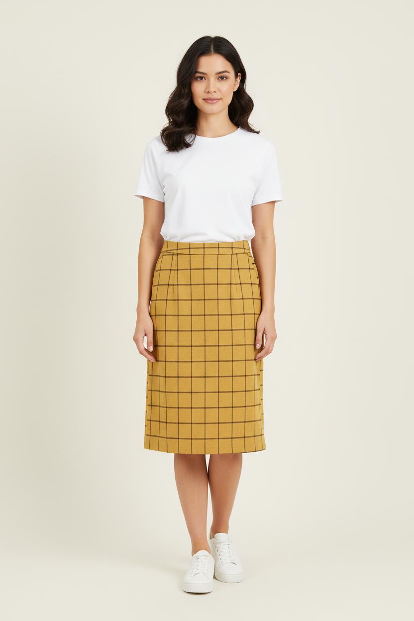 Jupe Droite Jaune - Taille S/36 de la marque Ines de la Fressange Paris | PARAD78208 - Vendu par Paradigme - Image 1
