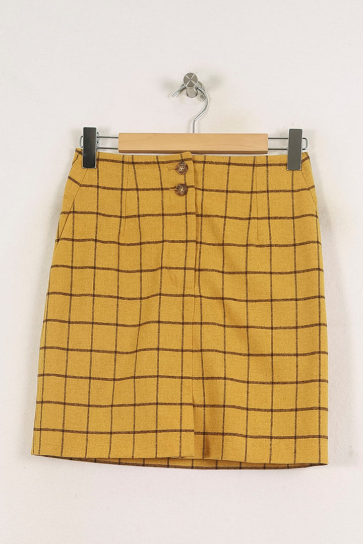 Jupe Droite Jaune et Marron - Taille S/36 de la marque Ines de la Fressange Paris | PARAD78209 - Vendu par Paradigme - Image 2