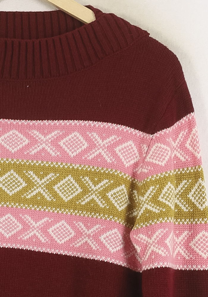 Pull Bordeaux et Rose - Taille M/38 de la marque Ines de la Fressange Paris | PARAD78210 - Vendu par Paradigme - Image 3