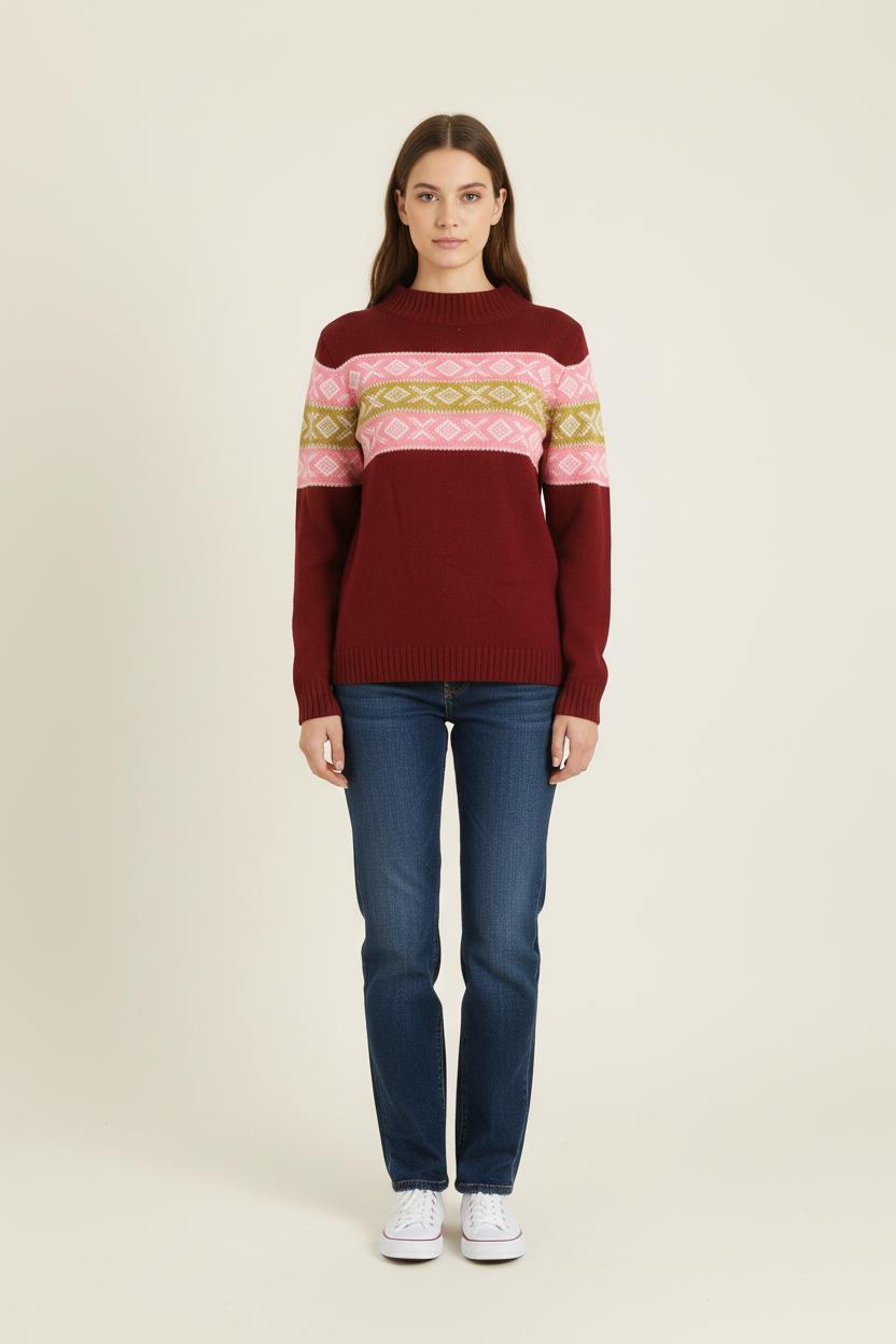 Pull Bordeaux et Rose - Taille M/38 de la marque Ines de la Fressange Paris | PARAD78210 - Vendu par Paradigme - Image 1