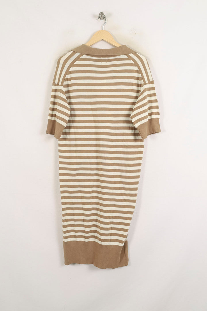 Robe Rayée Beige et Blanche - Taille S/36 de la marque Ines de la Fressange Paris | PARAD78243 - Vendu par Paradigme - Image 4