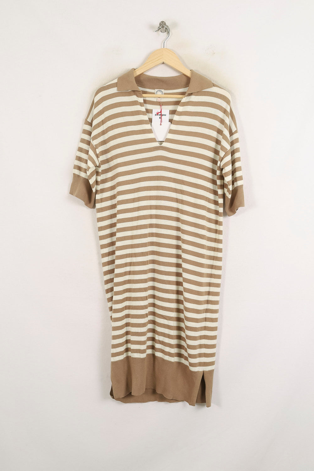 Robe Rayée Beige et Blanche - Taille S/36 de la marque Ines de la Fressange Paris | PARAD78243 - Vendu par Paradigme - Image 2