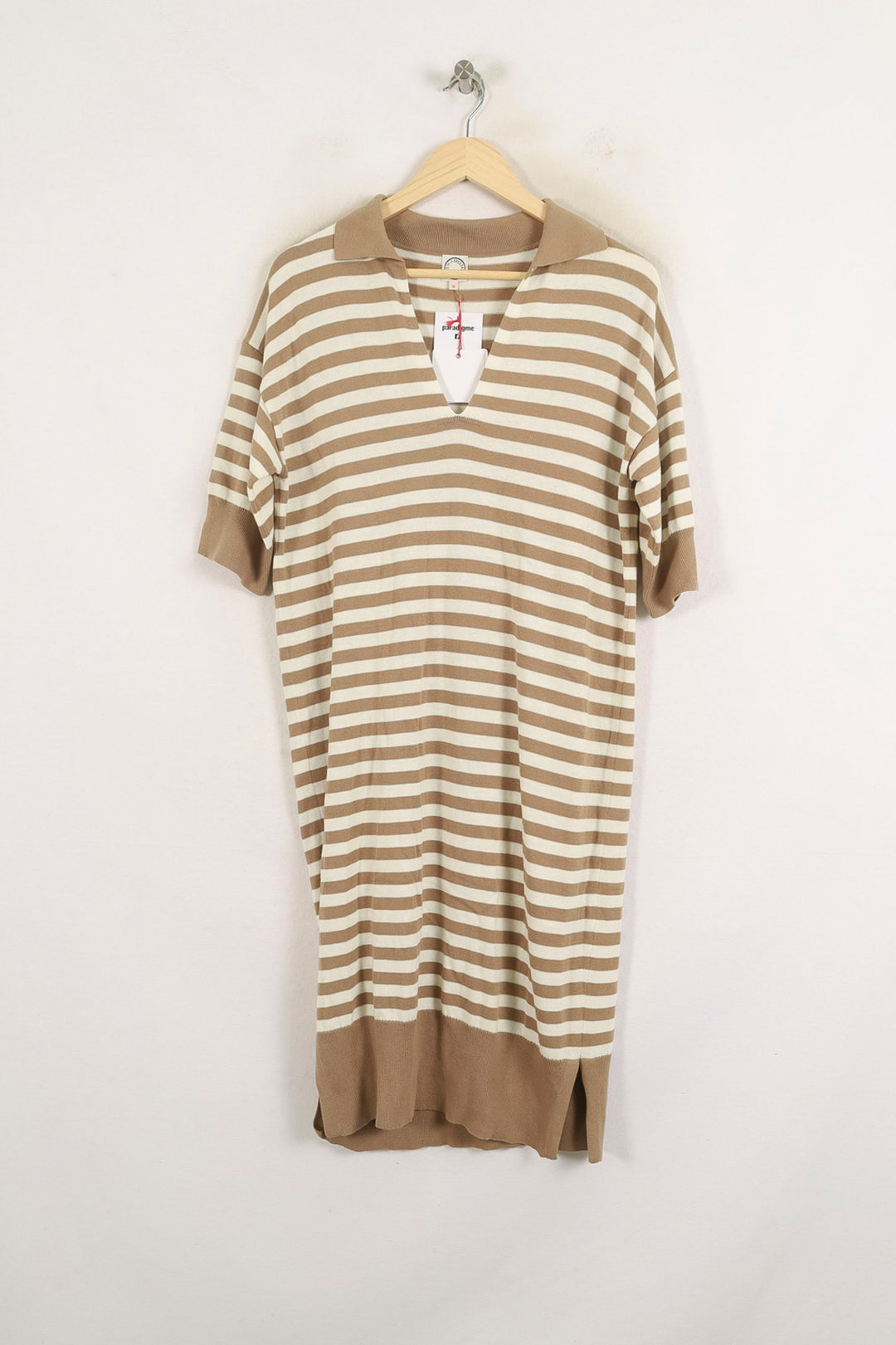 Robe Rayée Beige et Blanche - Taille S/36 de la marque Ines de la Fressange Paris | PARAD78243 - Vendu par Paradigme - Image 2