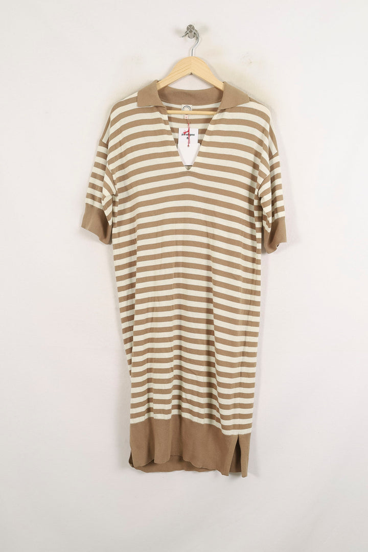 Robe Rayée Beige et Blanche - Taille S/36 de la marque Ines de la Fressange Paris | PARAD78243 - Vendu par Paradigme - Image 2