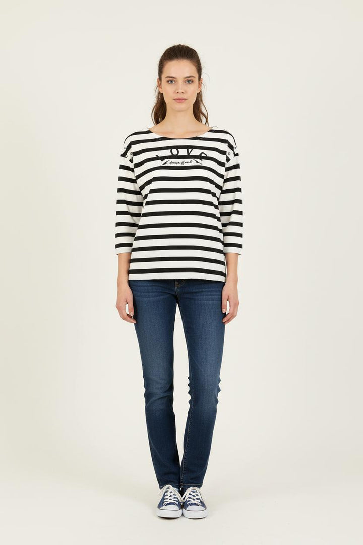 Marinière Noir et Blanc - Taille L/40 de la marque IKKS | PARAD78253 - Vendu par Paradigme - Image 1