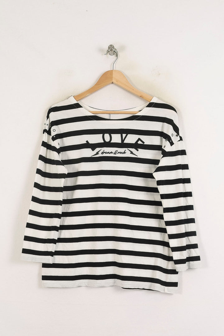 Marinière Noir et Blanc - Taille L/40 de la marque IKKS | PARAD78253 - Vendu par Paradigme - Image 2