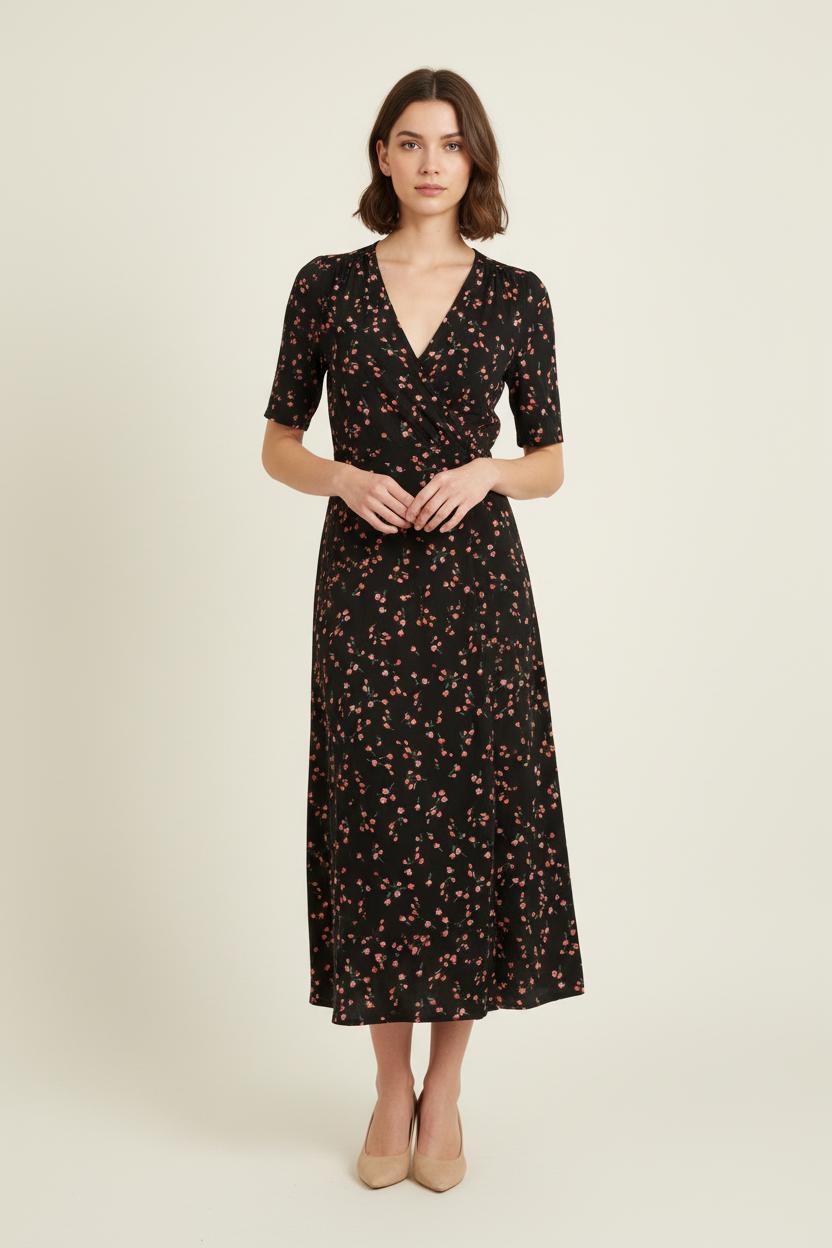Robe Longue Noire et Fleurie - Taille S/36 de la marque Petite Mendigote | PARAD78262 - Vendu par Paradigme - Image 1