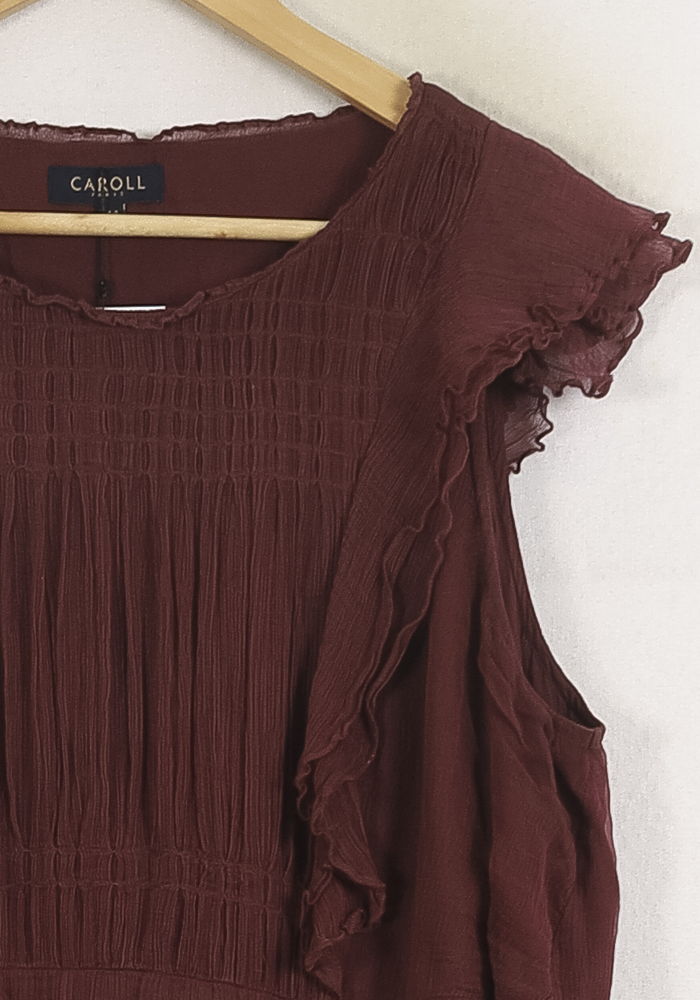 Robe Volantée Bordeaux - Taille XXL/44 de la marque Caroll | PARAD78265 - Vendu par Paradigme - Image 3