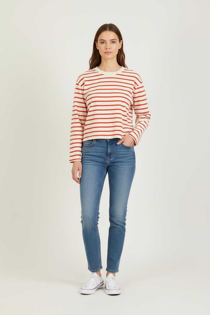 Marinière Écrue et Rouge - Taille L/40 de la marque Sézane | PARAD78284 - Vendu par Paradigme - Image 1