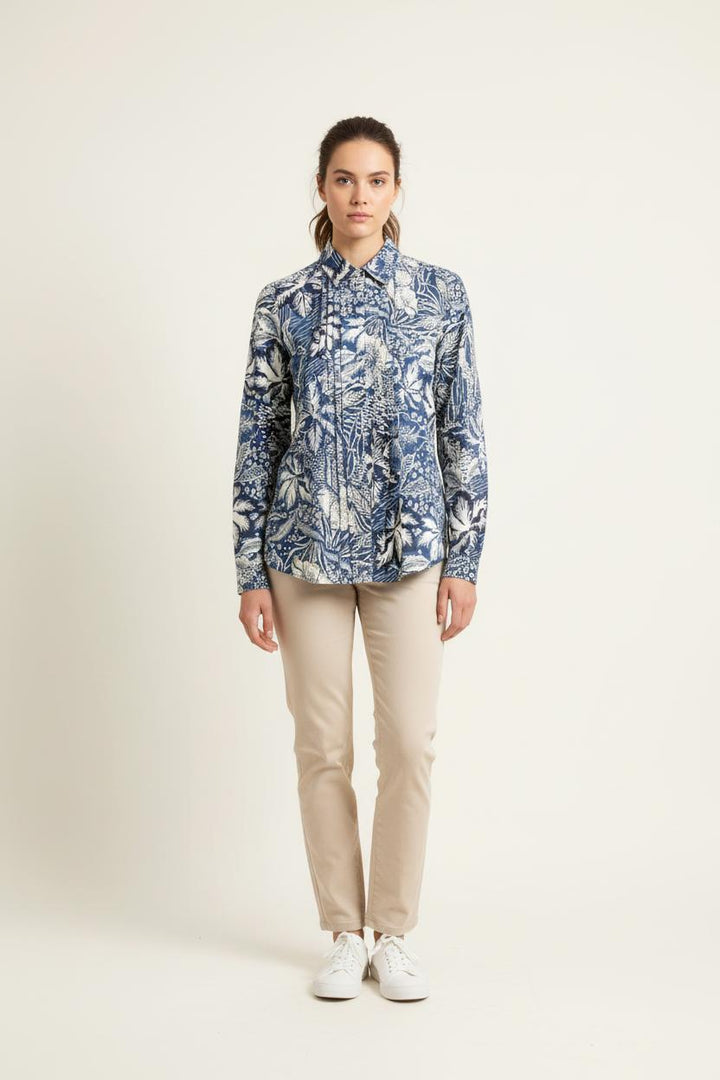 Chemise Imprimée Bleu et Blanc - Taille S/36 de la marque Caroll | PARAD78297 - Vendu par Paradigme - Image 1
