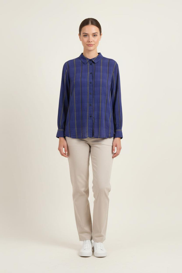 Chemise Bleu à Rayures - Taille S/36 de la marque ba&sh | PARAD78311 - Vendu par Paradigme - Image 1