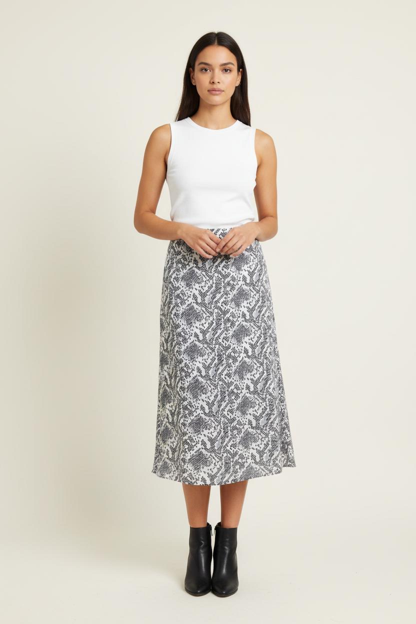 Jupe Midi Grise et Noire - Taille XS/34 de la marque IKKS | PARAD78340 - Vendu par Paradigme - Image 1