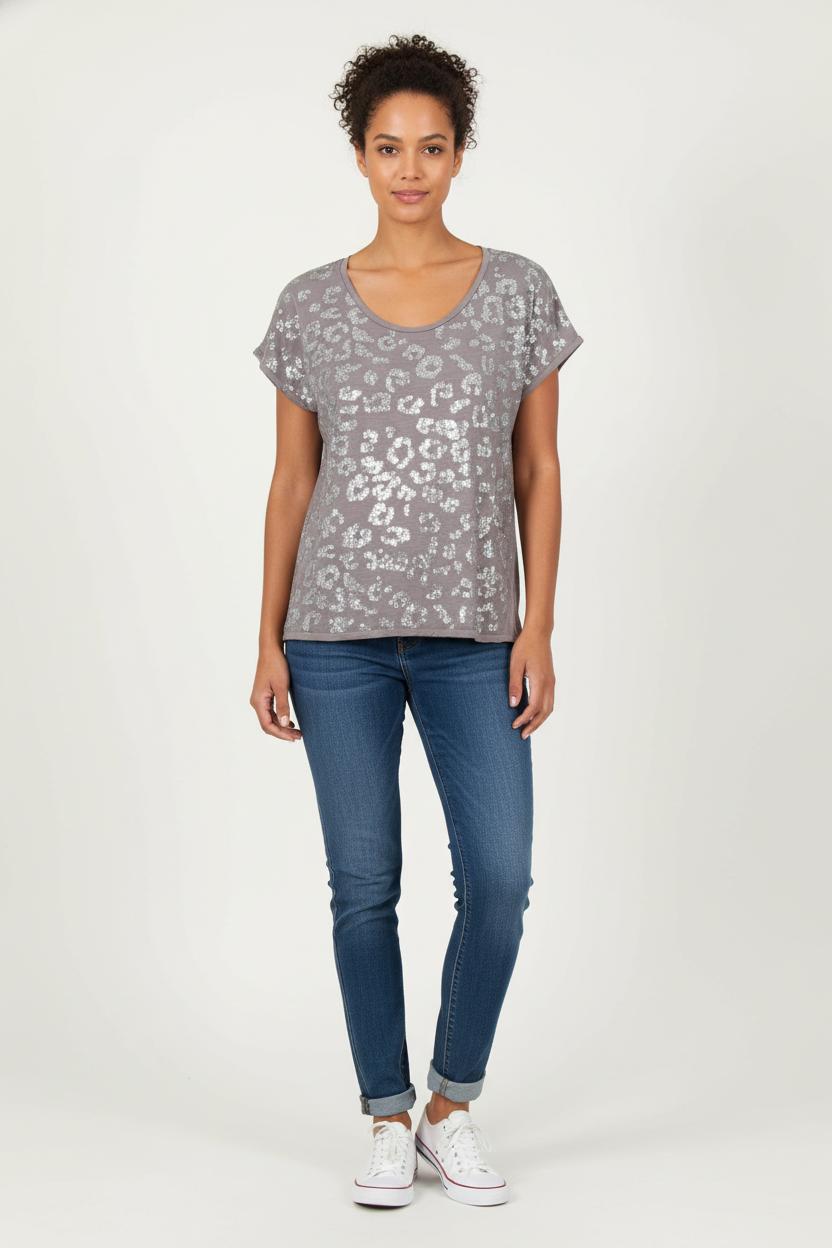 Tee-shirt Gris et Argenté - Taille S/36 de la marque IKKS | PARAD78343 - Vendu par Paradigme - Image 1
