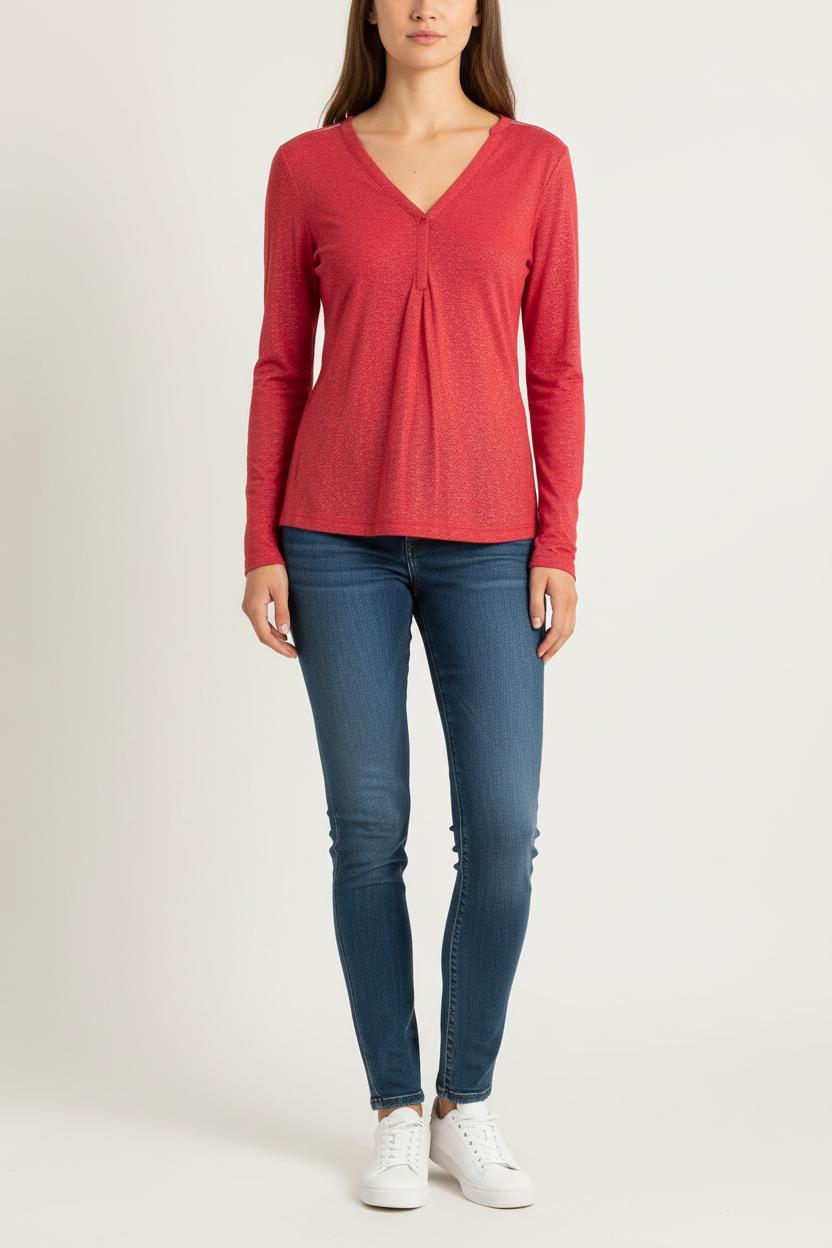 T-shirt Manches Longues Rouge - Taille S/36 de la marque One Step | PARAD78345 - Vendu par Paradigme - Image 1