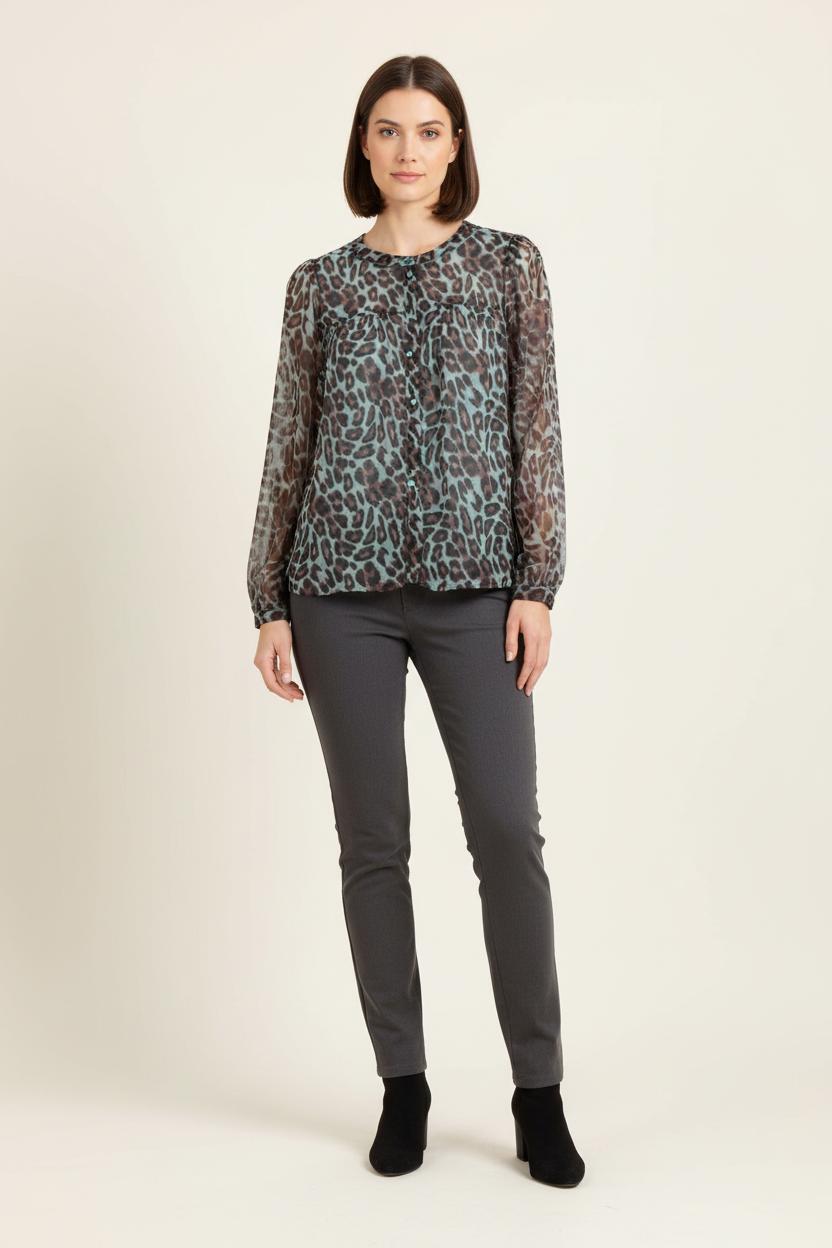 Blouse Verte et Marron - Taille S/36 de la marque Sud express | PARAD78353 - Vendu par Paradigme - Image 1