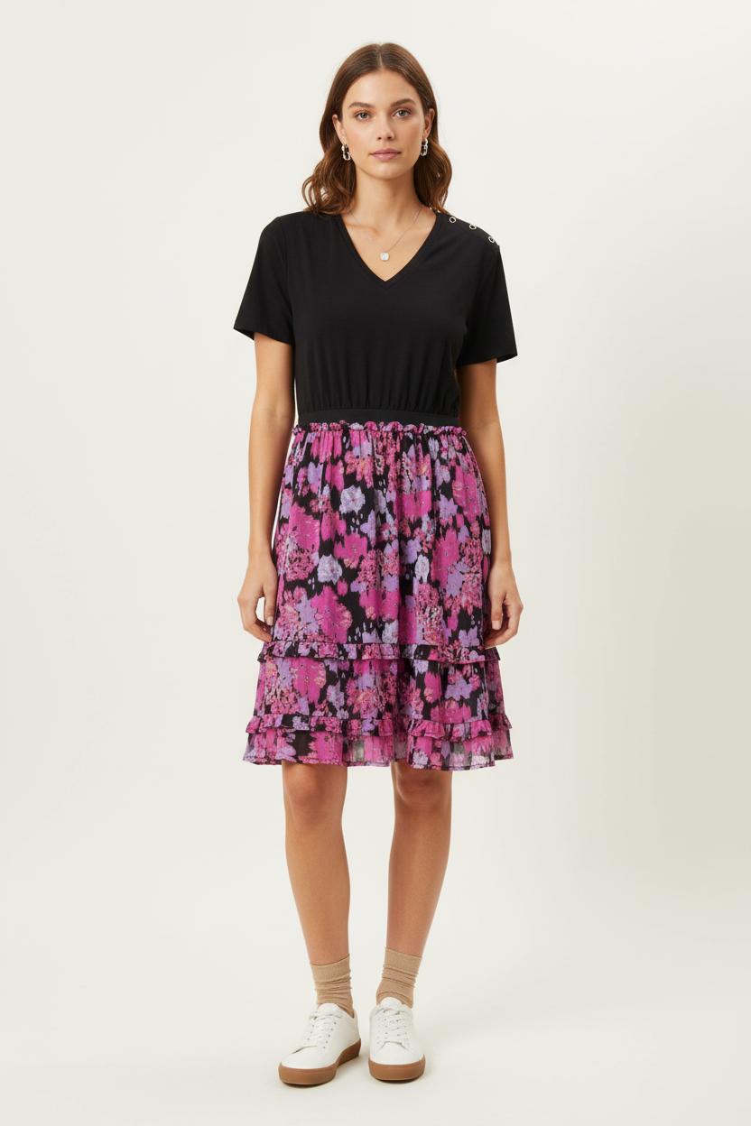 Robe Mi-Longue Noire et Rose - Taille L/40 de la marque Liu Jo | PARAD78373 - Vendu par Paradigme - Image 1