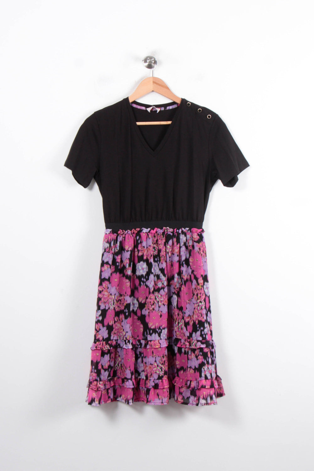 Robe Mi-Longue Noire et Rose - Taille L/40 de la marque Liu Jo | PARAD78373 - Vendu par Paradigme - Image 2