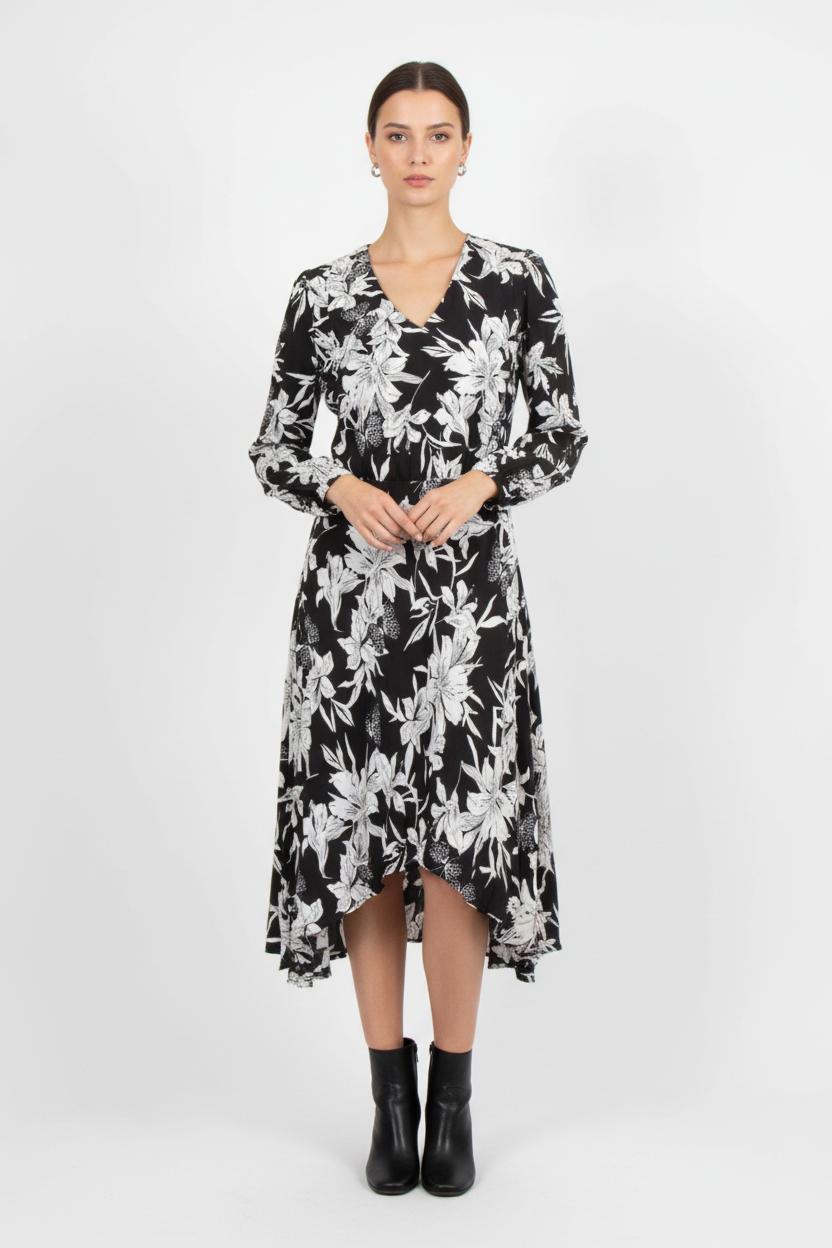 Robe Midi Noire et Blanche - Taille XS/34 de la marque IKKS | PARAD78381 - Vendu par Paradigme - Image 1