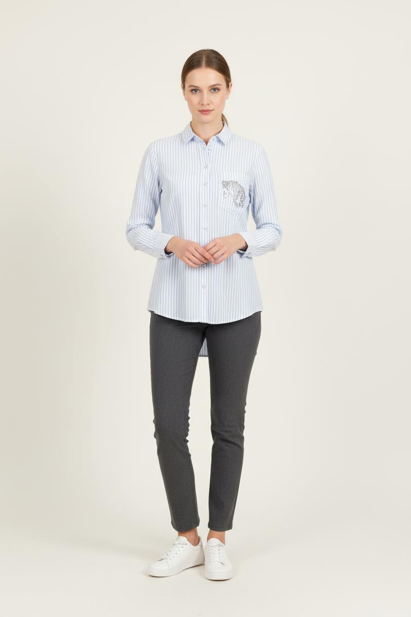 Chemise Rayée Bleue et Blanche - Taille S/36 de la marque IKKS | PARAD78389 - Vendu par Paradigme - Image 1
