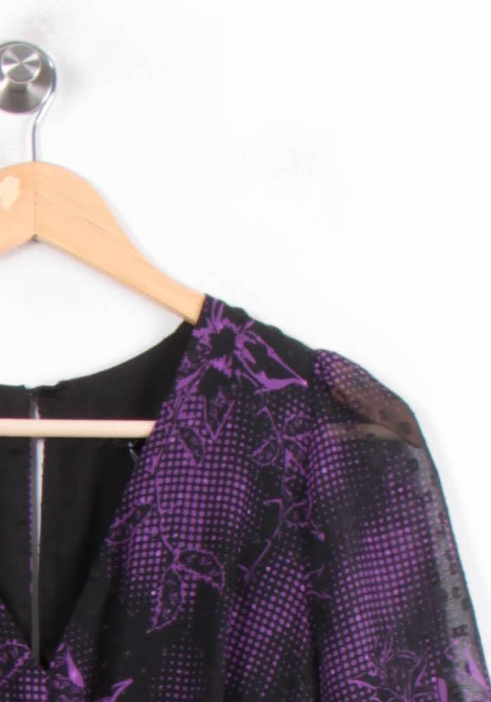 Robe Courte Violette et Noire - Taille XS/34 de la marque IKKS | PARAD78397 - Vendu par Paradigme - Image 3