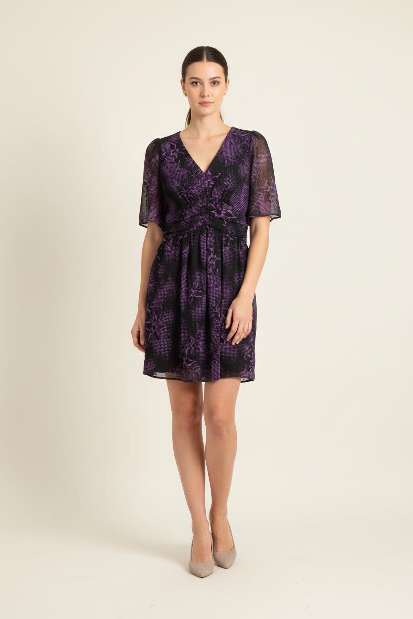 Robe Courte Violette et Noire - Taille XS/34 de la marque IKKS | PARAD78397 - Vendu par Paradigme - Image 1