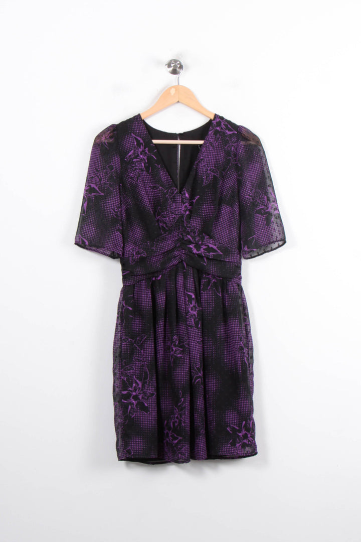 Robe Courte Violette et Noire - Taille XS/34 de la marque IKKS | PARAD78397 - Vendu par Paradigme - Image 2